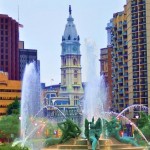 Logan Park with William Penn in background in Philadelphia