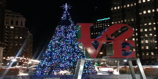 Holiday Tree at Christmas Villlage at Love Park