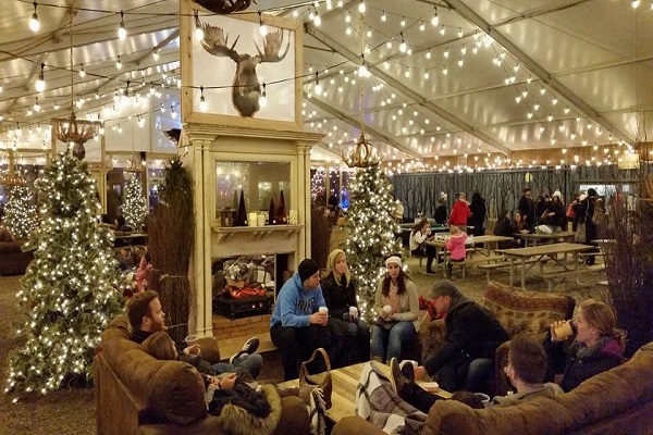 Fireplace in Lodge at Winterfest