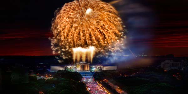Fireworks on Fourth of July in Philadelphia