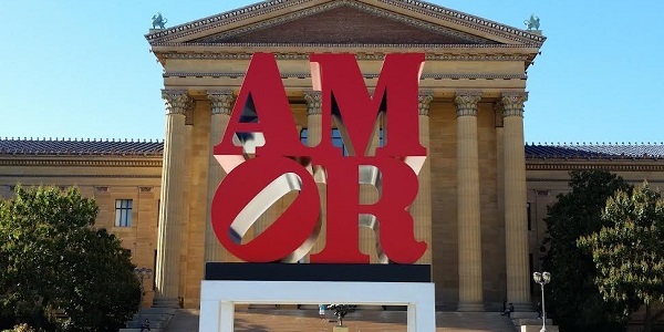  "AMOR" sculpture by Robert Indiana at Philadelphia Museum of Art