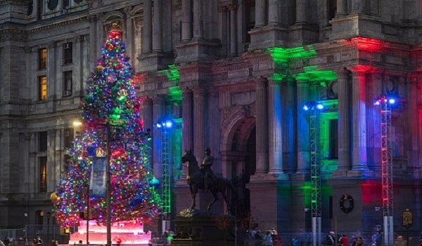 City Hall Holiday Tree On North Side of City Hall