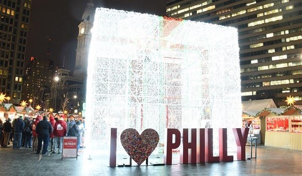 "The Present" at LOVE Park At Christmas Village