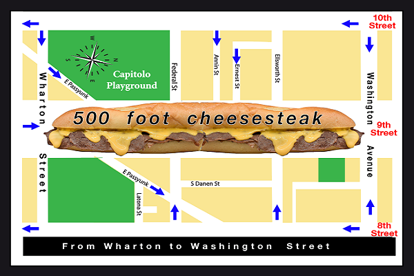 500 foot cheesesteak party in Philadelphia