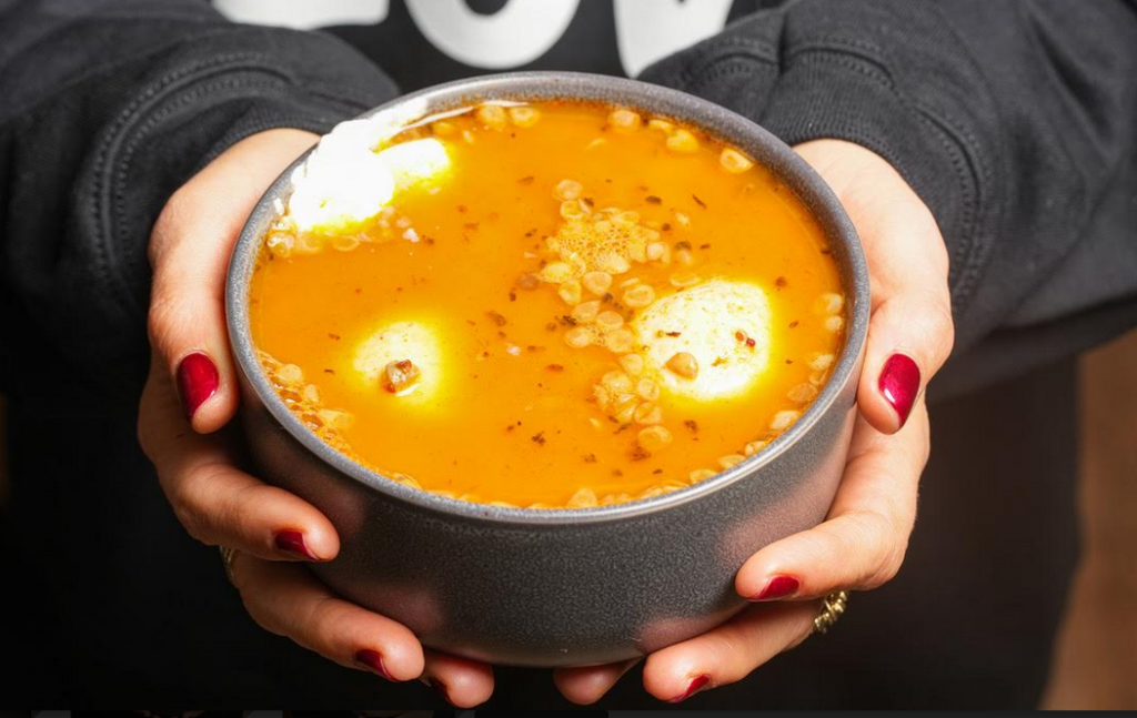 Cozy Lentil Matzoh Ball Soup