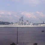 South St Philadelphia Bridge overlooking The Battleship of New Jersey