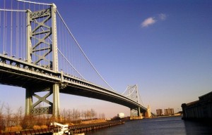 Dave and Busters in Philadelphia - Outside looking at bridge into New Jersey