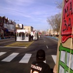 Hegeman String Band - Mummers Parade in Philadelphia - A Marshalls view next to a prop looking up Broad Street