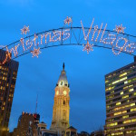 City Hall with Christmas Village Sign Credit Russ Brown Photography